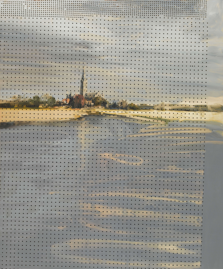Baker,-Charming,-Four-Percent,-2014,-oil-on-birch-panel-with-holes,-122-x-102-cm