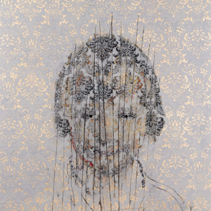 Baker, Charming, Lord Help the Soul That Bars its Own Door, 2013, oil and acrylic on sawn and drilled birch panel, 153 x 122 cm