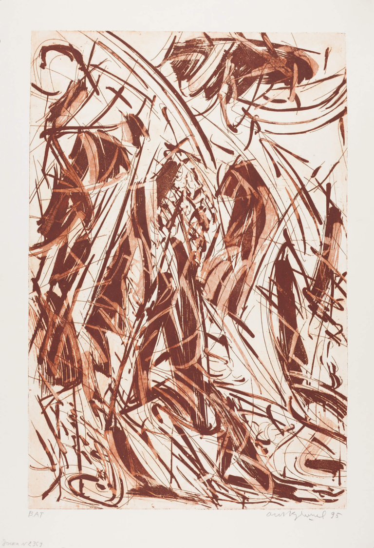 Kudryashov, Oleg, b. 1932, Composition, 1995, plate 2369, BAT, aquatint, liftground, etching on paper, 140.5 x 96.5 cm