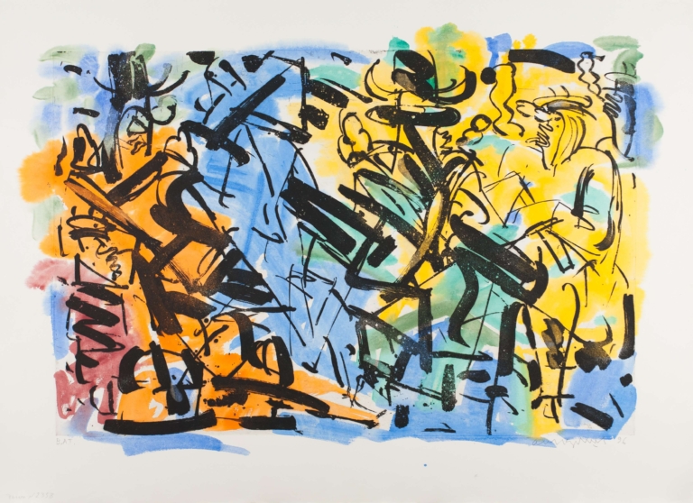 Kudryashov, Oleg, b. 1932, Composition, 1996, plate 2358, BAT, aquatint, gouache, watercolour on paper, 107 x 141 cm