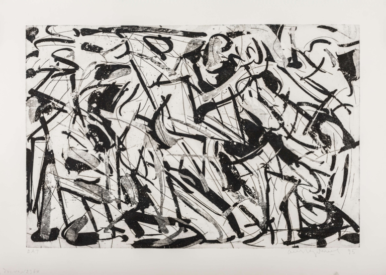 Kudryashov, Oleg, b. 1932, Composition, 1996, plate 2367, BAT, aquatint, liftground, etching on paper, 76 x 106 cm
