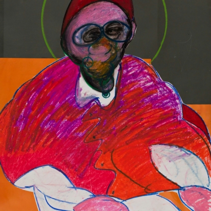 Bacon, Francis, 1909 - 1992, Pope, 1985, pastel and collage on paper, 100x70 cm