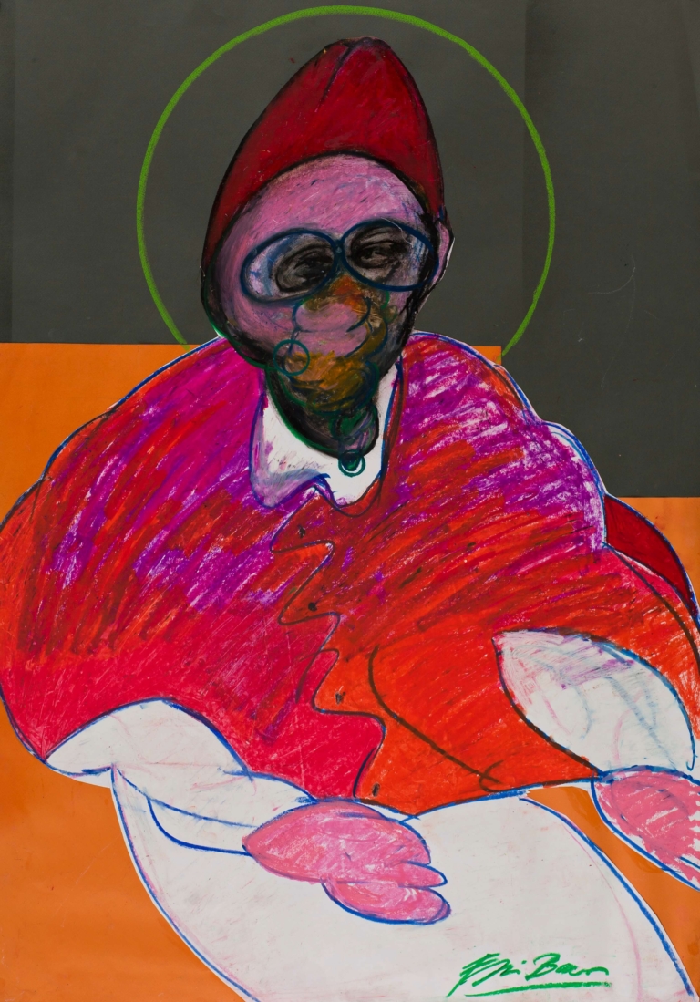 Bacon, Francis, 1909 - 1992, Pope, 1985, pastel and collage on paper, 100x70 cm