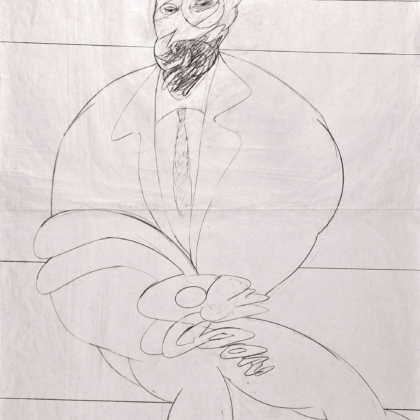 Bacon, Francis, 1909 - 1992, Seated Figure,1987, pencil on paper, 150 x 100 cm